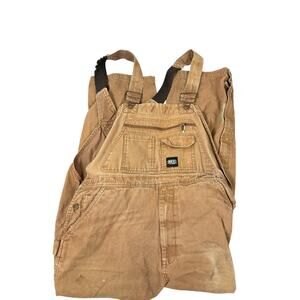 KEY Duck Canvas Insulated Overalls Brown Workwear Double Knee Carpenter 38x30